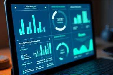 Gráficos y dashboards mostrados en una pantalla.