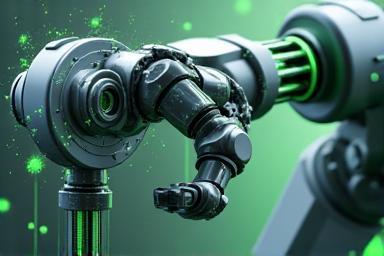 Ilustración de un robot o engranaje trabajando eficientemente.