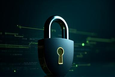 Un candado digital o un escudo de seguridad.