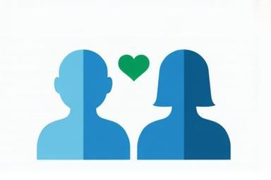 Icono de dos personas con un corazón, simbolizando la relación con el cliente.